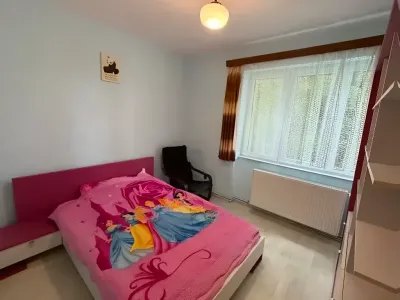 dormitor cu pat roz apartament vanzare cumparare Baia Mare Maramureș